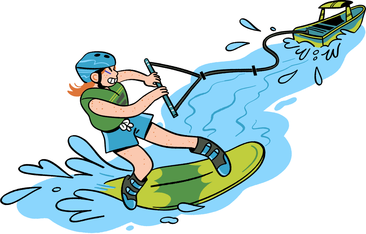 Girl wakeboarding at a watersports summer camp